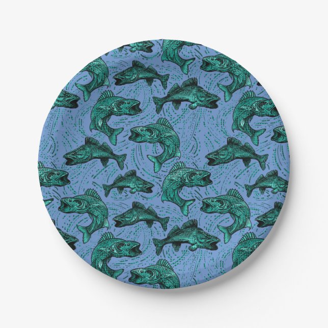 Walleye Fishing Pappteller (Vorderseite)