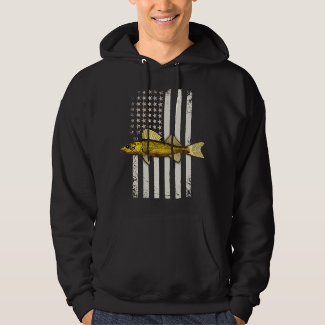 Walleye Fishing Usa American Flag Sauger Angling Hoodie (Vorderseite)