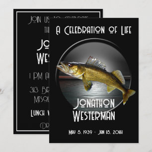 Walleye Pike Angelfeier des Lebens Einladung