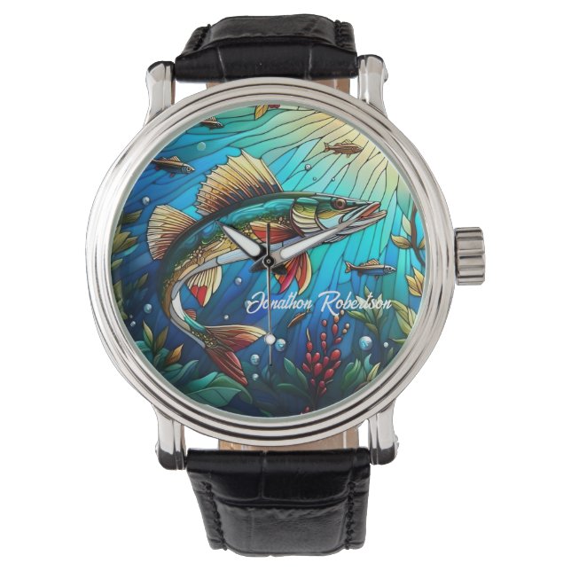 Walleye Pike im Lake Modern Armbanduhr (Vorderseite)