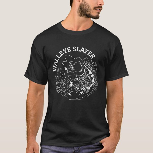 Walleye Slayer Walleye Fischen T-Shirt (Vorderseite)