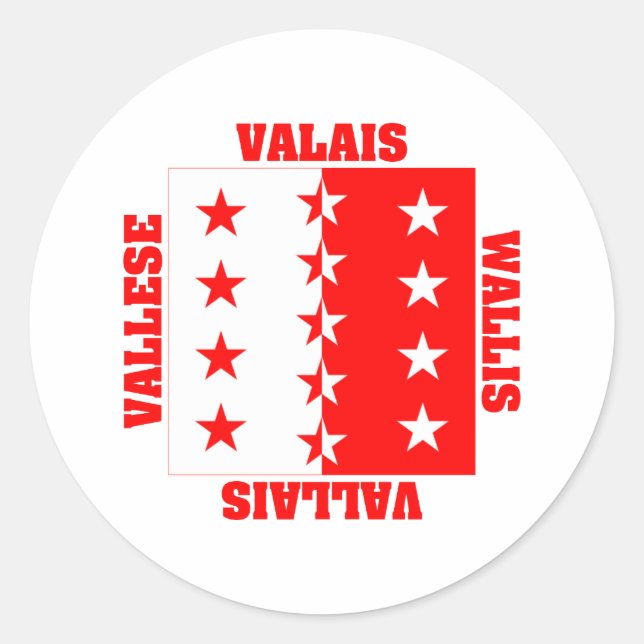 Wallis Schweiz Kantonsflagge Runder Aufkleber (Vorderseite)