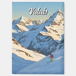 Wallis Schweiz Skifahren Skifahren Magnet