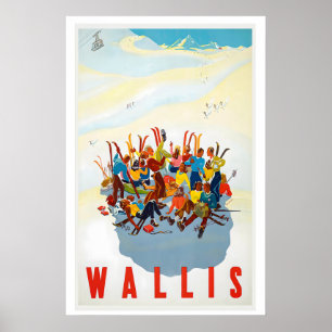Wallis Schweiz Vintage-Skiposter Poster