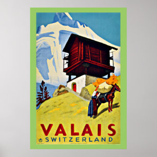 Wallis, Schweiz Vintage Travel Poster