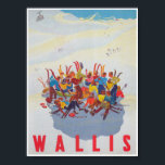 Wallis Schweiz Vintages Skireisepaket Poster<br><div class="desc">Wallis Schweiz Vintages Ski-Travel-Poster.</div>