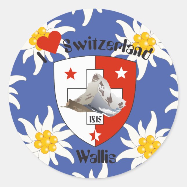 Wallis Valais Schweiz Suisse Svizzera Aufkleber (Vorderseite)