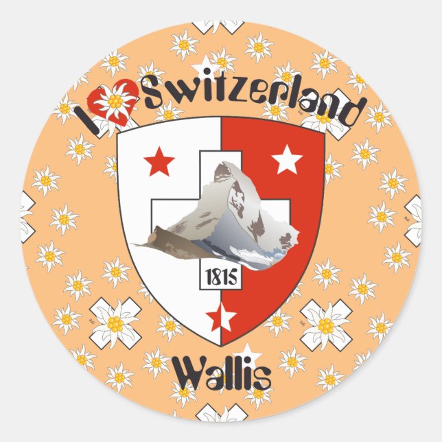 Wallis Valais Schweiz Suisse Svizzera Aufkleber (Vorderseite)
