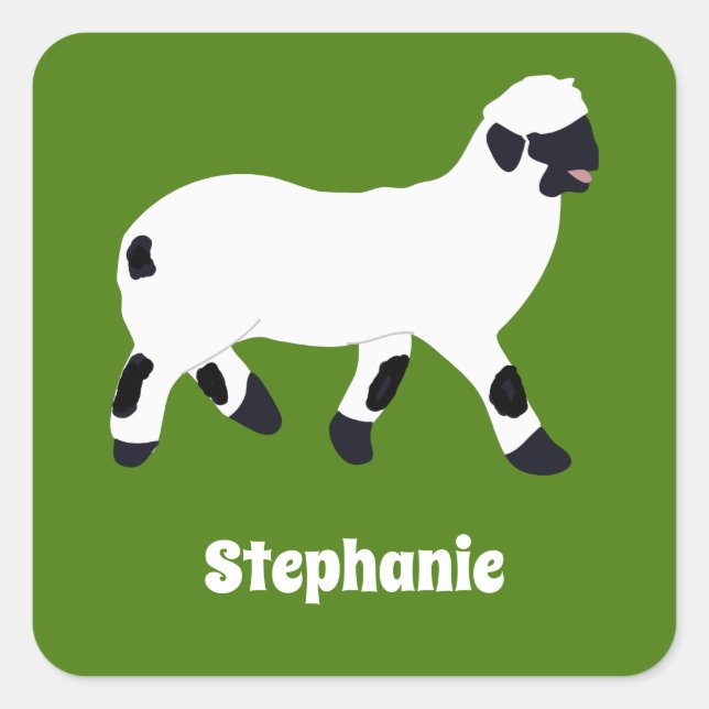 Walliser Schaf Personalisiert Quadratischer Aufkleber (Vorderseite)