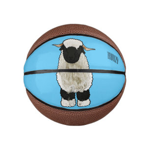 Walliser Schwarznasenschaf Cartoon-Illustration Mini Basketball