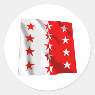 Walliser Wave Flag Runder Aufkleber