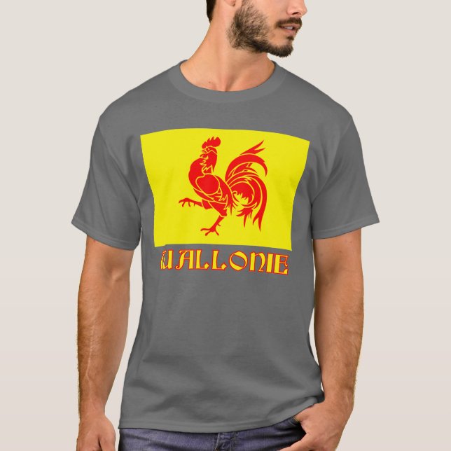 Wallonische Regions-Flagge mit Namen T-Shirt (Vorderseite)