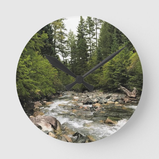 Wallowa River, OR Runde Wanduhr (Vorderseite)