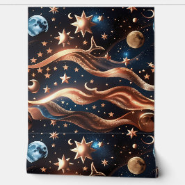 Wallpaper - Bronze Celestial Moon Design Tapete