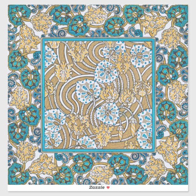 Wallpaper "Cyclamen blue art nouveau" Aufkleber (Blatt)