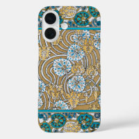 Wallpaper "Cyclamen blue art nouveau"