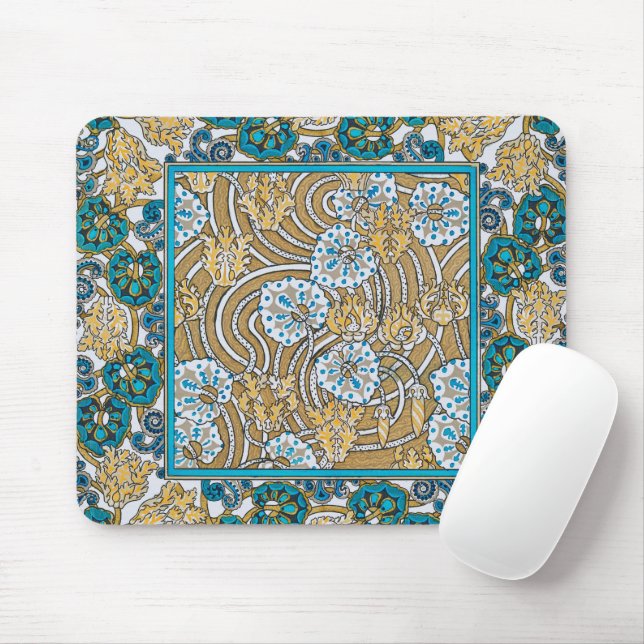 Wallpaper "Cyclamen blue art nouveau" Mousepad (Mit Mouse)