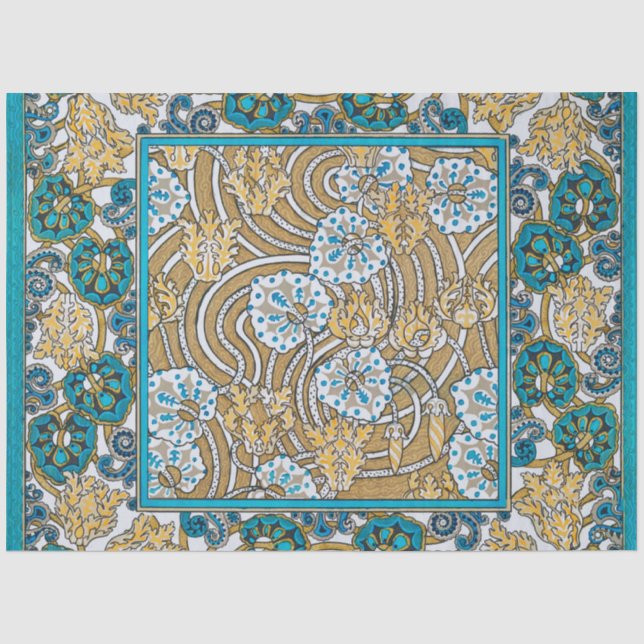 Wallpaper "Cyclamen blue art nouveau" Seidenpapier (Vorderseite)