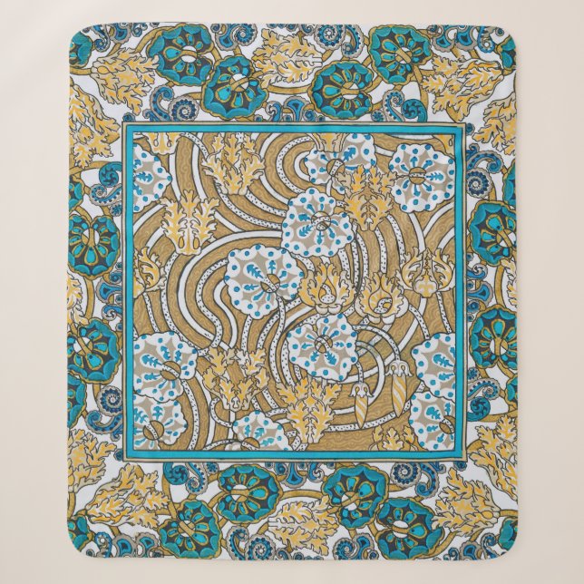 Wallpaper "Cyclamen blue art nouveau" Sherpadecke (Vorderseite)
