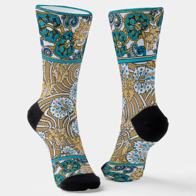Wallpaper "Cyclamen blue art nouveau" Socken (Gewinkelt)