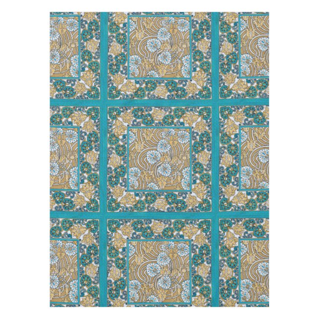 Wallpaper "Cyclamen blue art nouveau" Tischdecke (Vorderseite)