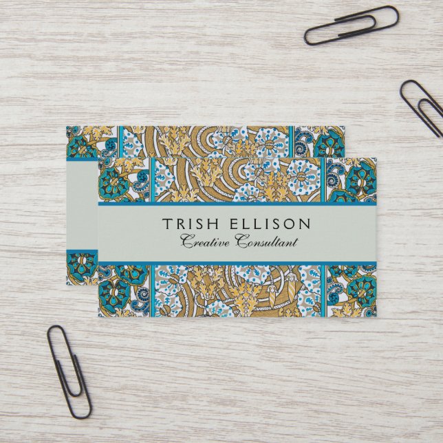 Wallpaper "Cyclamen blue art nouveau" Visitenkarte (Vorderseite/Rückseite Beispiel)