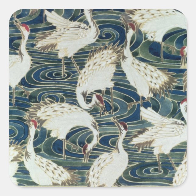 Wallpaper design, von Silver Studio, c.1890 Quadratischer Aufkleber (Vorderseite)