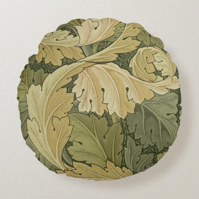Wallpaper Entwurf mit Acanthus-/Waldfarben, 1 Rundes Kissen (Vorderseite)