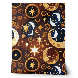 Wallpaper - Golden Ochre Celestial Moon Tapete
