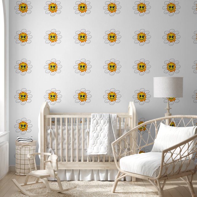 Wallpaper Happy Sun mit Wolken Tapete (Kinder)