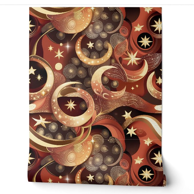 Wallpaper - Terracotta Celestial Moon Design Tapete (Abrollen)