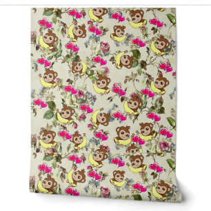 Wallpaper Yellow Pink Affen Tapete