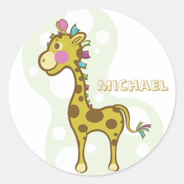 Wally the Giraffe Character Runder Aufkleber (Vorderseite)