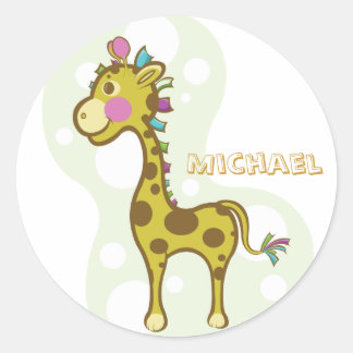 Wally the Giraffe Character Runder Aufkleber