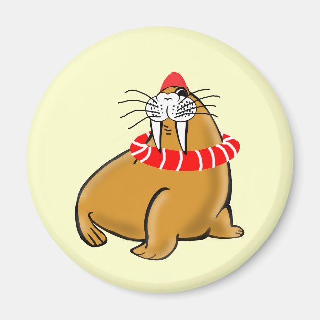 Wally Walrus schwimmt Magnet (Vorne)