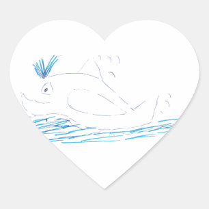 Wally Whale Heart Sticker