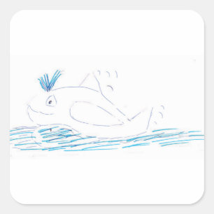 Wally Whale Square Sticker