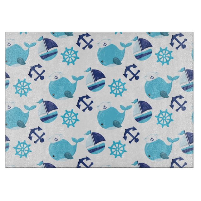 Walmuster, Niedliche Wale, Blauwale Schneidebrett (Vorderseite)