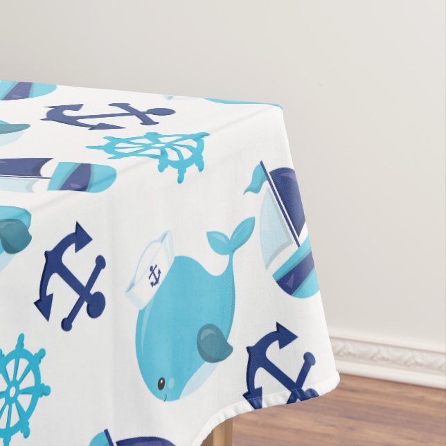 Walmuster, Niedliche Wale, Blauwale Tischdecke (Beispiel)