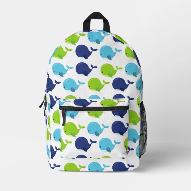 Walmuster, Niedliche Wale, Meerestiere Bedruckter Rucksack (Vorderseite)