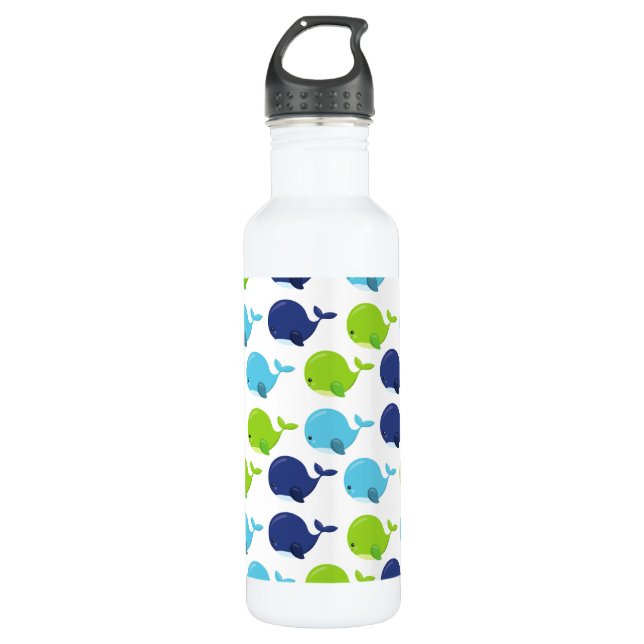Walmuster, Niedliche Wale, Meerestiere Edelstahlflasche (Vorderseite)