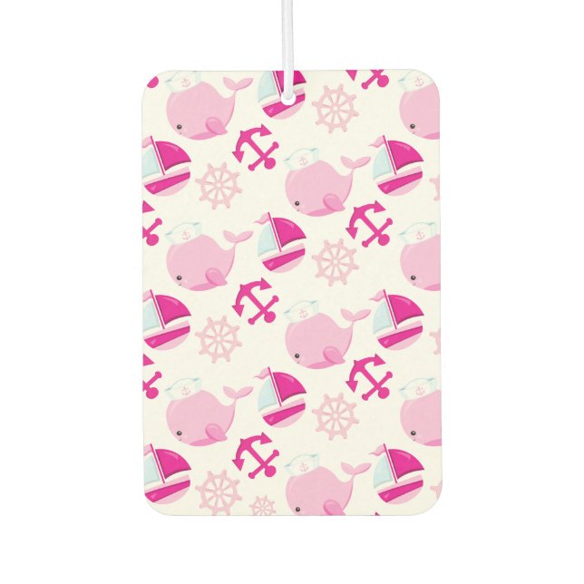 Walmuster, Niedliche Wale, rosa Wale Autolufterfrischer (Vorderseite)