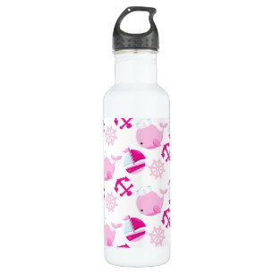 Walmuster, Niedliche Wale, rosa Wale Edelstahlflasche