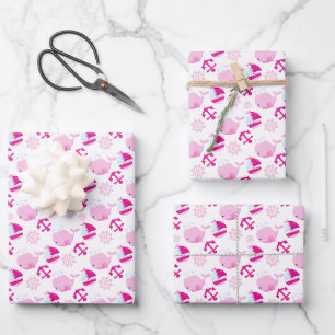 Walmuster, Niedliche Wale, rosa Wale Geschenkpapier Set
