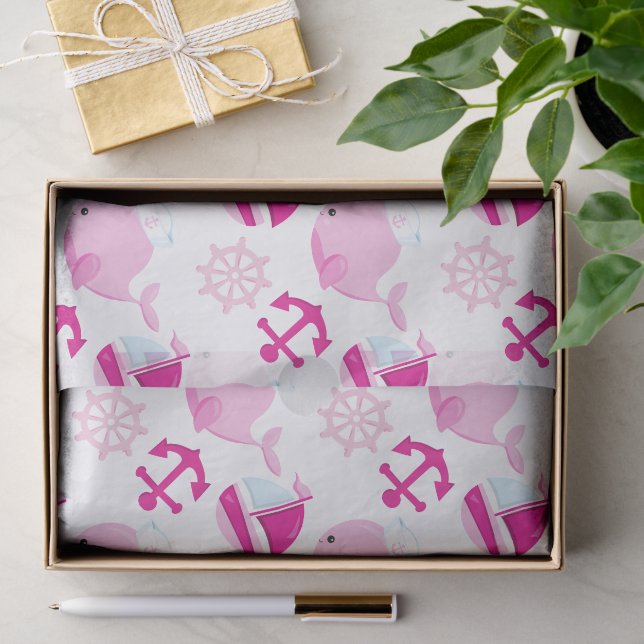 Walmuster, Niedliche Wale, rosa Wale Seidenpapier (Geschenk)