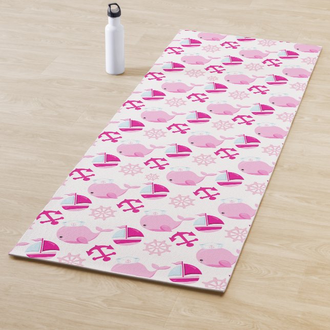 Walmuster, Niedliche Wale, rosa Wale Yogamatte (Beispiel)