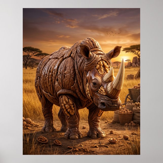 Walnuss-Nashorn-Ebenen Poster (Vorne)
