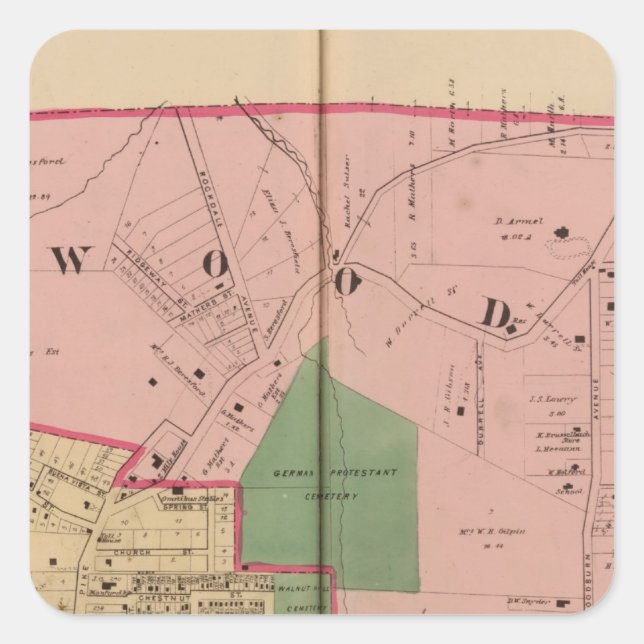 Walnut Hills, Ohio Quadratischer Aufkleber (Vorderseite)