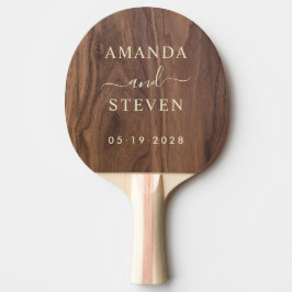 Walnut Wood Couple Names with Wedding Tischtennis Schläger