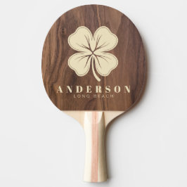 Walnut Wood Four Leaf Clover with Name Tischtennis Schläger